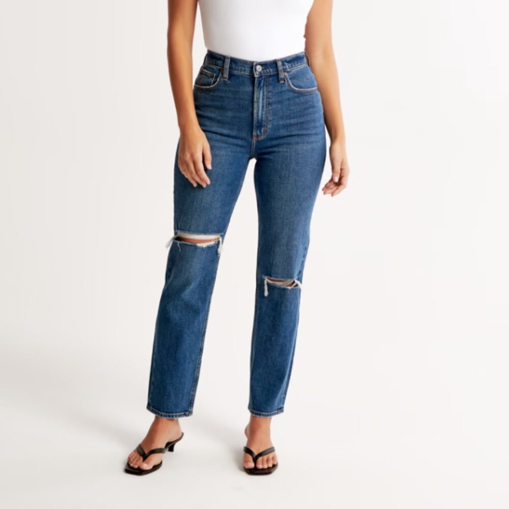 Abercrombie The Ankle Straight Ultra High Rise Curve Love Jeans